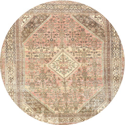 Square Machine Washable Traditional Brown Rug, wshtr3659