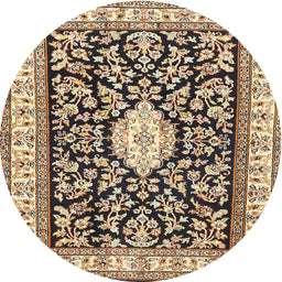 Round Traditional Brown Medallion Rug, tr365