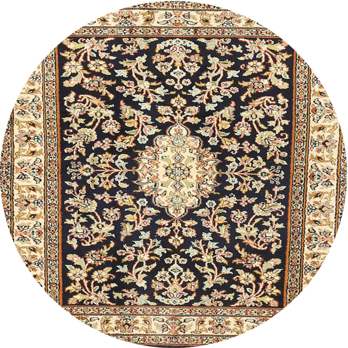 Round Traditional Brown Medallion Rug, tr365