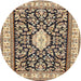 Round Traditional Brown Medallion Rug, tr365