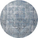 Round Traditional Slate Gray Persian Rug, tr3660