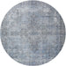 Round Traditional Blue Gray Persian Rug, tr3661