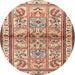 Round Traditional Chestnut Red Persian Rug, tr3664
