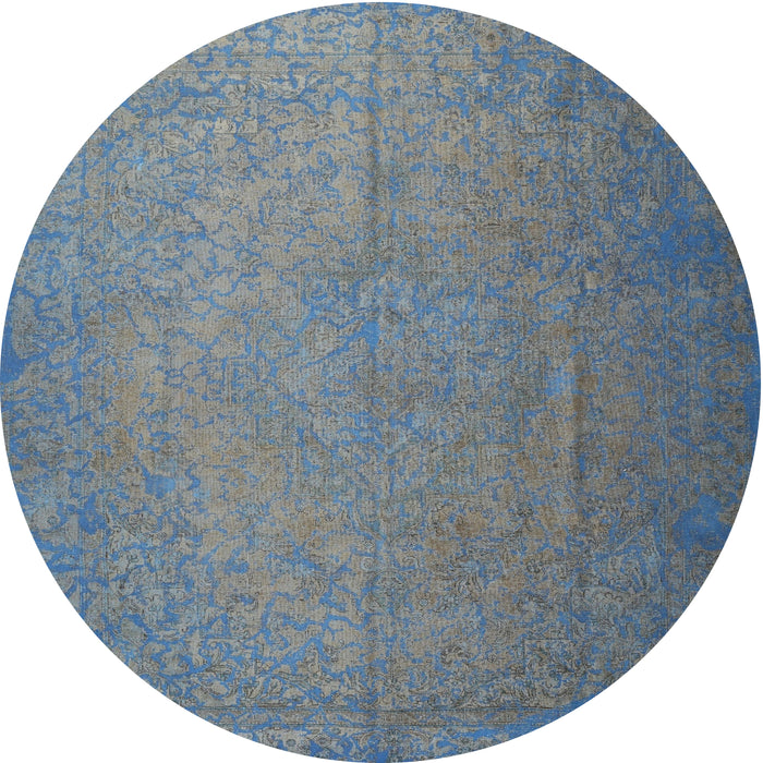 Round Traditional Light Slate Gray Persian Rug, tr3665