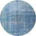 Round Traditional Denim Blue Persian Rug, tr3666