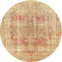 Round Traditional Orange Persian Rug, tr3667