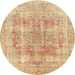 Round Traditional Orange Persian Rug, tr3667