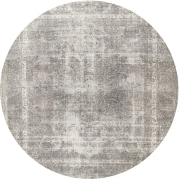 Square Machine Washable Traditional Pale Silver Gray Rug, wshtr3668