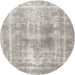 Square Machine Washable Traditional Pale Silver Gray Rug, wshtr3668