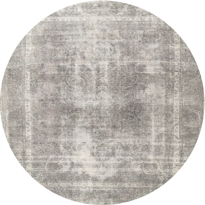 Round Traditional Pale Silver Gray Persian Rug, tr3668