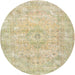 Round Traditional Brown Gold Persian Rug, tr3669