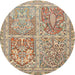 Round Traditional Sienna Brown Persian Rug, tr366