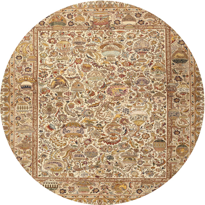 Square Machine Washable Traditional Light Brown Rug, wshtr3670