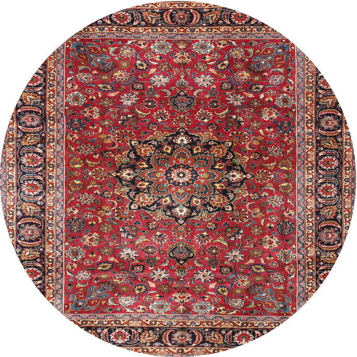 Round Traditional Orange Salmon Pink Persian Rug, tr3672