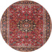 Round Traditional Orange Salmon Pink Persian Rug, tr3672