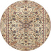 Round Traditional Sienna Brown Persian Rug, tr3673