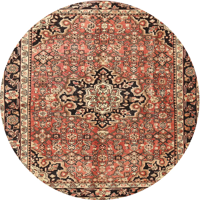Round Traditional Saffron Red Persian Rug, tr3674