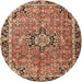 Round Traditional Saffron Red Persian Rug, tr3674