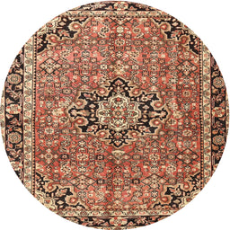 Square Machine Washable Traditional Saffron Red Rug, wshtr3674