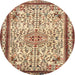 Square Machine Washable Traditional Brown Red Rug, wshtr3675