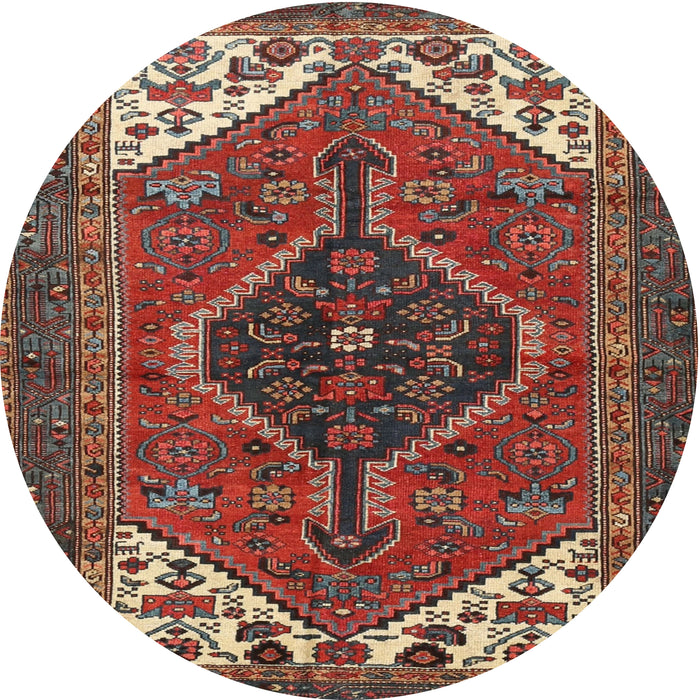 Round Traditional Dark Almond Brown Persian Rug, tr3676