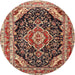 Square Machine Washable Traditional Saffron Red Rug, wshtr3677