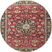 Round Traditional Saffron Red Persian Rug, tr3679