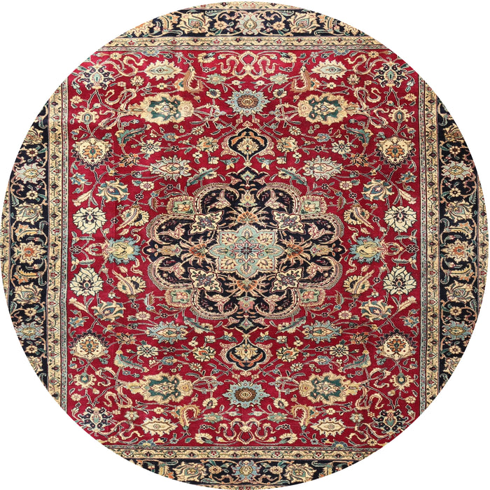 Square Machine Washable Traditional Saffron Red Rug, wshtr3679