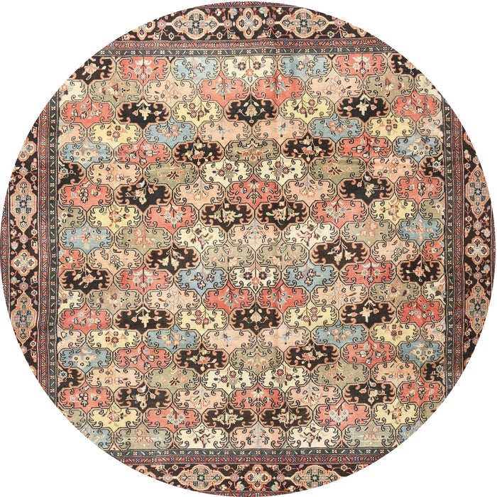 Round Traditional Reddish Brown Persian Rug, tr3680