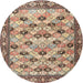 Round Traditional Reddish Brown Persian Rug, tr3680