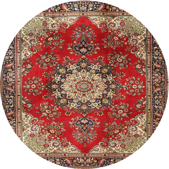 Square Machine Washable Traditional Tomato Red Rug, wshtr3681