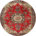 Square Machine Washable Traditional Tomato Red Rug, wshtr3681