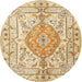 Round Traditional Brown Gold Medallion Rug, tr3683