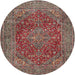 Round Traditional Brown Red Persian Rug, tr3684