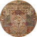 Round Traditional Dark Sienna Brown Persian Rug, tr3686