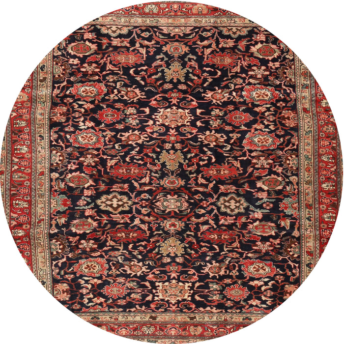 Round Traditional Orange Brown Persian Rug, tr3687