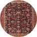 Round Traditional Orange Brown Persian Rug, tr3687