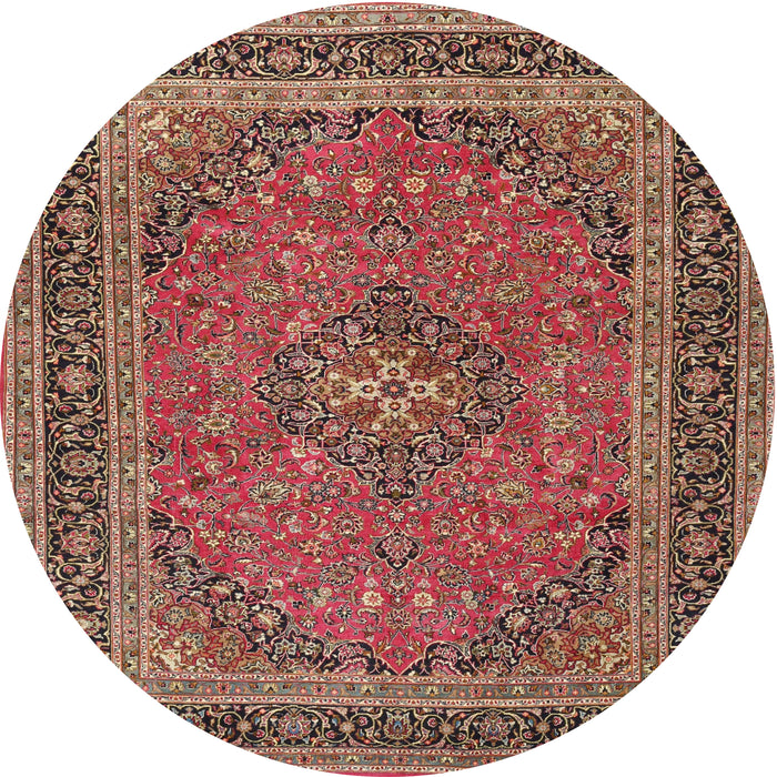 Round Traditional Light Copper Gold Medallion Rug, tr3688