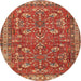 Round Traditional Red Persian Rug, tr3689