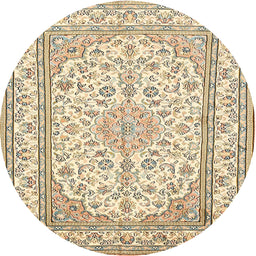 Square Machine Washable Traditional Khaki Gold Rug, wshtr368
