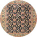 Round Traditional Reddish Brown Persian Rug, tr3690