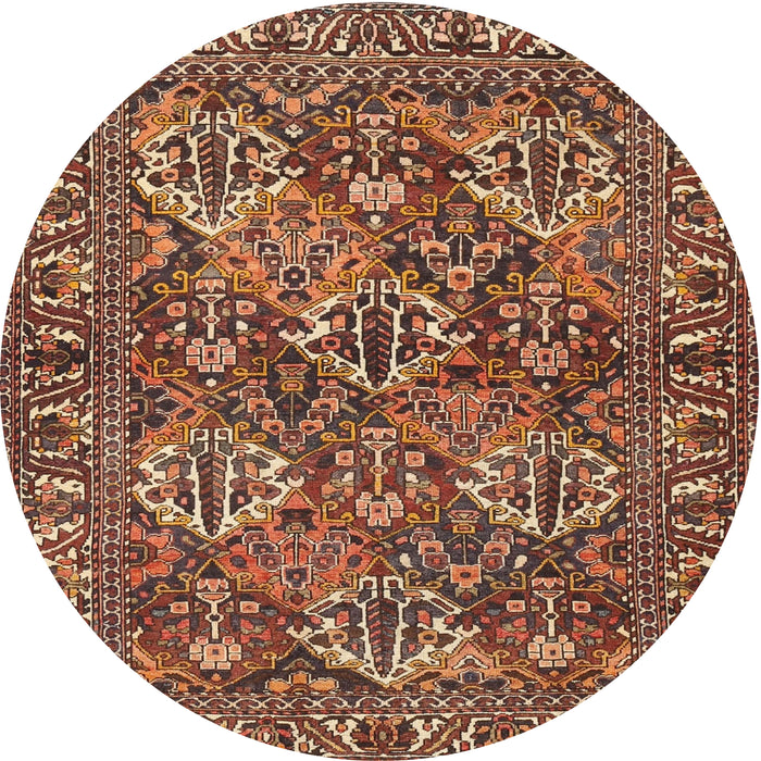 Round Traditional Saffron Red Persian Rug, tr3691