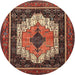 Round Traditional Rust Pink Persian Rug, tr3692