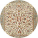 Round Traditional Khaki Gold Persian Rug, tr3694