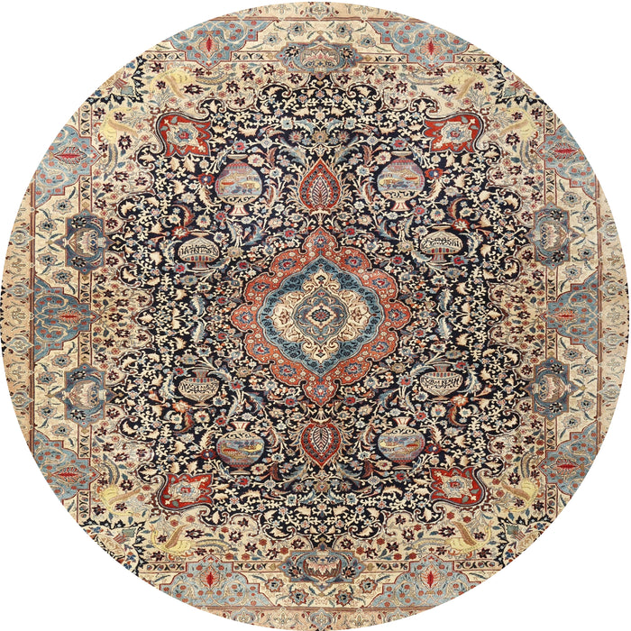 Round Traditional Reddish Brown Persian Rug, tr3696