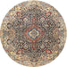 Round Traditional Reddish Brown Persian Rug, tr3696