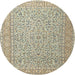 Round Traditional Khaki Green Persian Rug, tr3697