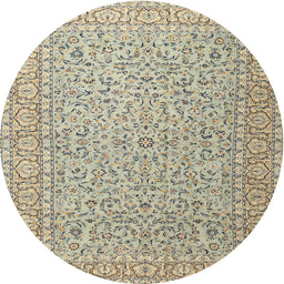 Square Machine Washable Traditional Khaki Green Rug, wshtr3697