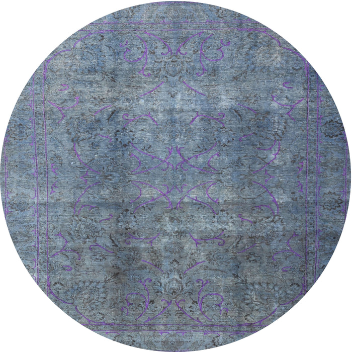 Square Machine Washable Traditional Koi Blue Rug, wshtr3699