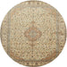 Round Traditional Brown Medallion Rug, tr369